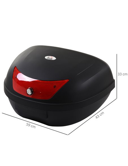 HOMCOM 48L Motorcycle Trunk Travel Luggage Storage Box Motorbike Accessory Large Storage Space For 2 Half Helmet - Black AA0-075 - pic 112285 | FastDaddyshop