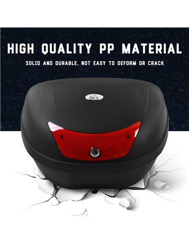 HOMCOM 48L Motorcycle Trunk Travel Luggage Storage Box Motorbike Accessory Large Storage Space For 2 Half Helmet - Black AA0-075
