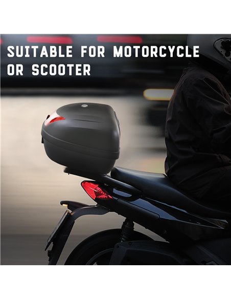 HOMCOM 48L Motorcycle Trunk Travel Luggage Storage Box Motorbike Accessory Large Storage Space For 2 Half Helmet - Black AA0-075 - pic 112289 | FastDaddyshop