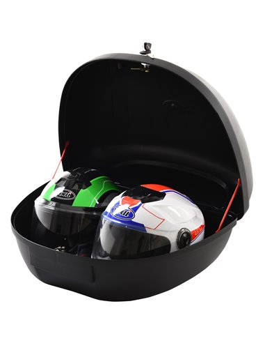 HOMCOM 48L Motorcycle Trunk Travel Luggage Storage Box Motorbike Accessory Large Storage Space For 2 Half Helmet - Black AA0-075