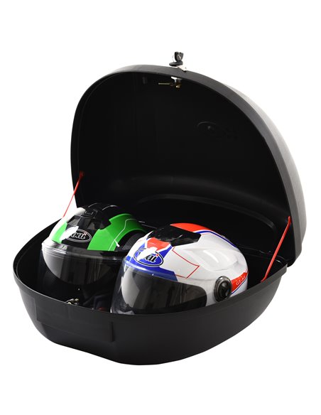 HOMCOM 48L Motorcycle Trunk Travel Luggage Storage Box Motorbike Accessory Large Storage Space For 2 Half Helmet - Black AA0-075 - pic 112291 | FastDaddyshop