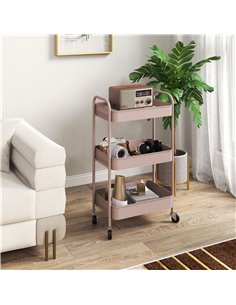 HOMCOM Three-Tier Steel Storage Trolley - Pink 850-292V00PK 2