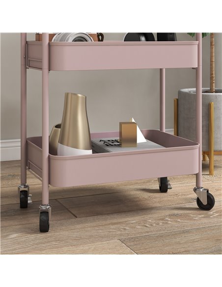 HOMCOM Three-Tier Steel Storage Trolley - Pink 850-292V00PK - pic 112327 | FastDaddyshop