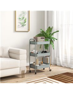 HOMCOM Three-Tier Steel Storage Trolley - Light Blue 850-292V00LB 2