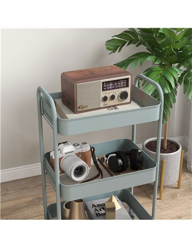 HOMCOM Three-Tier Steel Storage Trolley - Light Blue 850-292V00LB