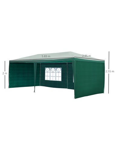 Outsunny 6 x 3 m Party Tent Gazebo Marquee Outdoor Patio Canopy Shelter with Windows and Side Panels Green