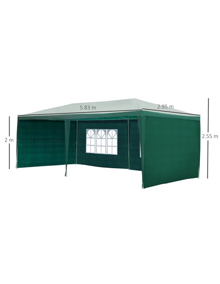 Outsunny 6 x 3 m Party Tent Gazebo Marquee Outdoor Patio Canopy Shelter with Windows and Side Panels Green - pic 11242 | FastDaddyshop