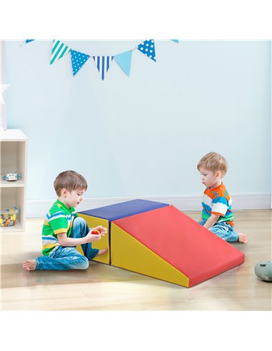 HOMCOM 2-Piece Soft Playset for Toddlers, Climbing, Crawling, For ages 12-36 Months, Red 3D0-002