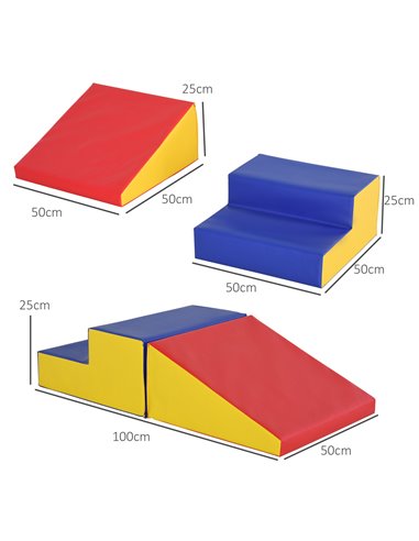 HOMCOM 2-Piece Soft Playset for Toddlers, Climbing, Crawling, For ages 12-36 Months, Red 3D0-002