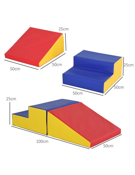 HOMCOM 2-Piece Soft Playset for Toddlers, Climbing, Crawling, For ages 12-36 Months, Red 3D0-002 - pic 112438 | FastDaddyshop