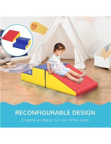 HOMCOM 2-Piece Soft Playset for Toddlers, Climbing, Crawling, For ages 12-36 Months, Red 3D0-002