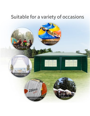 Outsunny 6 x 3 m Party Tent Gazebo Marquee Outdoor Patio Canopy Shelter with Windows and Side Panels Green