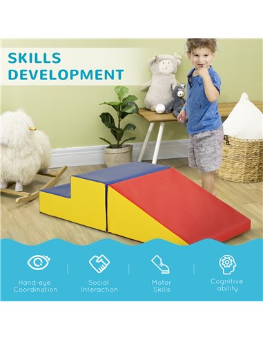 HOMCOM 2-Piece Soft Playset for Toddlers, Climbing, Crawling, For ages 12-36 Months, Red 3D0-002