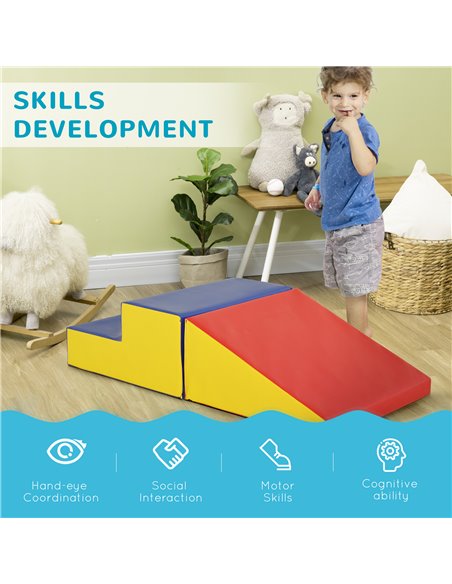 HOMCOM 2-Piece Soft Playset for Toddlers, Climbing, Crawling, For ages 12-36 Months, Red 3D0-002 - pic 112442 | FastDaddyshop