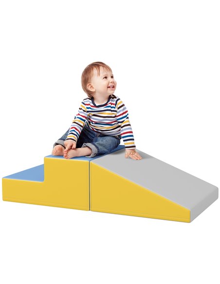HOMCOM 2 Piece Soft Play Set for Toddler Climb and Crawl, for 12-36 Months, Grey 3D0-002V02MX - pic 112445 | FastDaddyshop