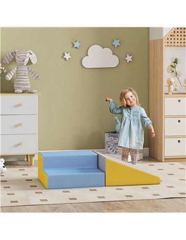 HOMCOM 2 Piece Soft Play Set for Toddler Climb and Crawl, for 12-36 Months, Grey 3D0-002V02MX