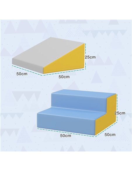 HOMCOM 2 Piece Soft Play Set for Toddler Climb and Crawl, for 12-36 Months, Grey 3D0-002V02MX - pic 112447 | FastDaddyshop