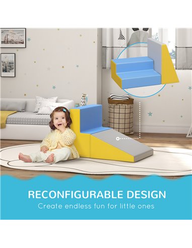 HOMCOM 2 Piece Soft Play Set for Toddler Climb and Crawl, for 12-36 Months, Grey 3D0-002V02MX