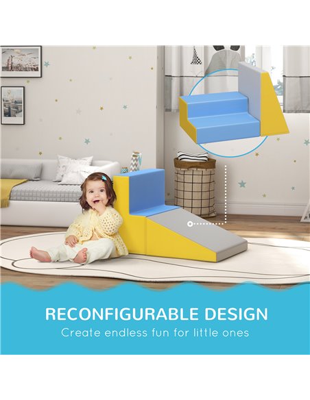 HOMCOM 2 Piece Soft Play Set for Toddler Climb and Crawl, for 12-36 Months, Grey 3D0-002V02MX - pic 112448 | FastDaddyshop