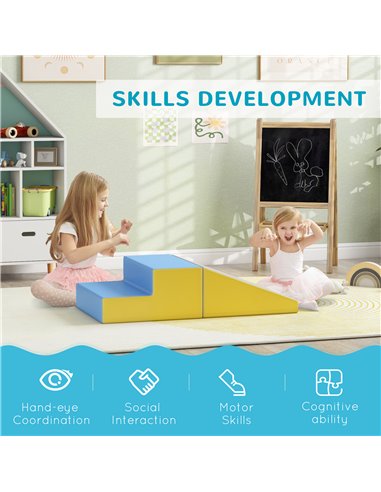 HOMCOM 2 Piece Soft Play Set for Toddler Climb and Crawl, for 12-36 Months, Grey 3D0-002V02MX