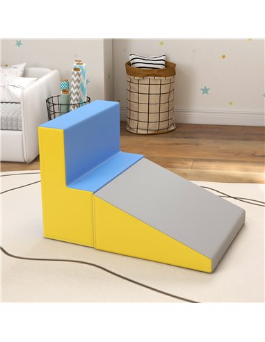 HOMCOM 2 Piece Soft Play Set for Toddler Climb and Crawl, for 12-36 Months, Grey 3D0-002V02MX