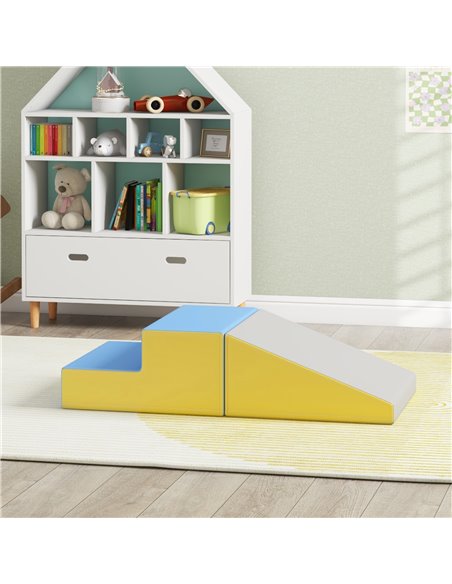 HOMCOM 2 Piece Soft Play Set for Toddler Climb and Crawl, for 12-36 Months, Grey 3D0-002V02MX - pic 112453 | FastDaddyshop
