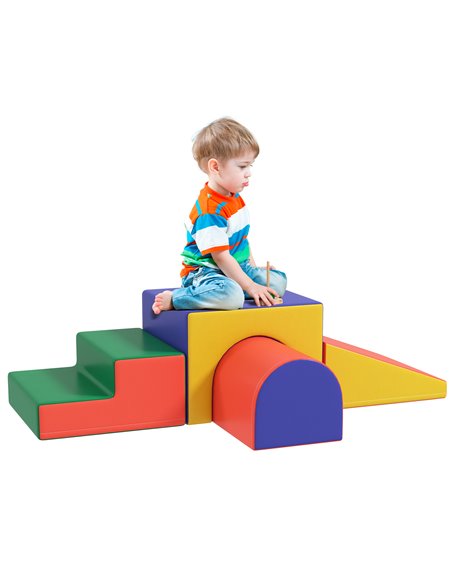 HOMCOM 4-Piece Soft Play Set for Toddlers 1-3 Years, Red 3D0-009V01MX - pic 112454 | FastDaddyshop
