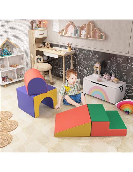 HOMCOM 4-Piece Soft Play Set for Toddlers 1-3 Years, Red 3D0-009V01MX - pic 112455 | FastDaddyshop