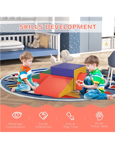 HOMCOM 4-Piece Soft Play Set for Toddlers 1-3 Years, Red 3D0-009V01MX