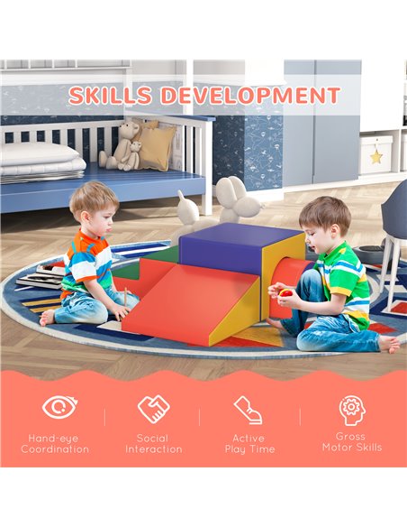 HOMCOM 4-Piece Soft Play Set for Toddlers 1-3 Years, Red 3D0-009V01MX - pic 112457 | FastDaddyshop