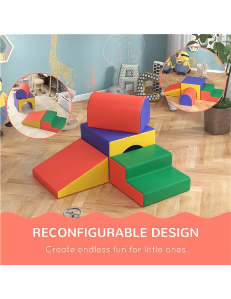 HOMCOM 4-Piece Soft Play Set for Toddlers 1-3 Years, Red 3D0-009V01MX - pic 112459 | FastDaddyshop