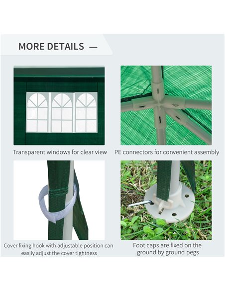 Outsunny 6 x 3 m Party Tent Gazebo Marquee Outdoor Patio Canopy Shelter with Windows and Side Panels Green - pic 11246 | FastDaddyshop