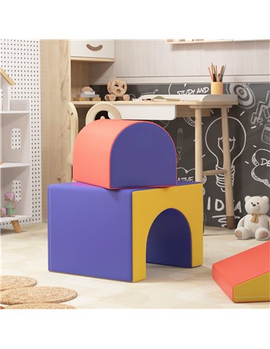 HOMCOM 4-Piece Soft Play Set for Toddlers 1-3 Years, Red 3D0-009V01MX