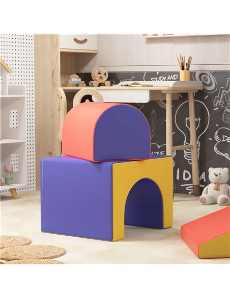HOMCOM 4-Piece Soft Play Set for Toddlers 1-3 Years, Red 3D0-009V01MX - pic 112461 | FastDaddyshop