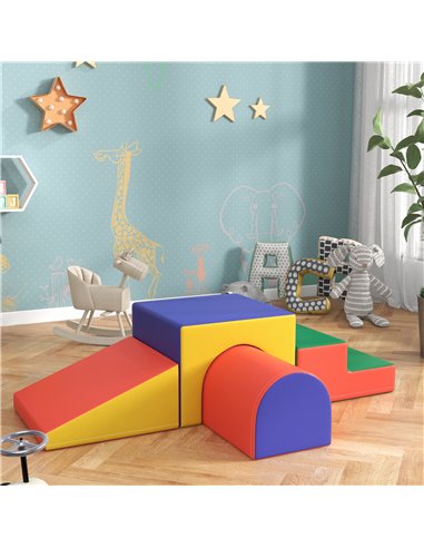 HOMCOM 4-Piece Soft Play Set for Toddlers 1-3 Years, Red 3D0-009V01MX