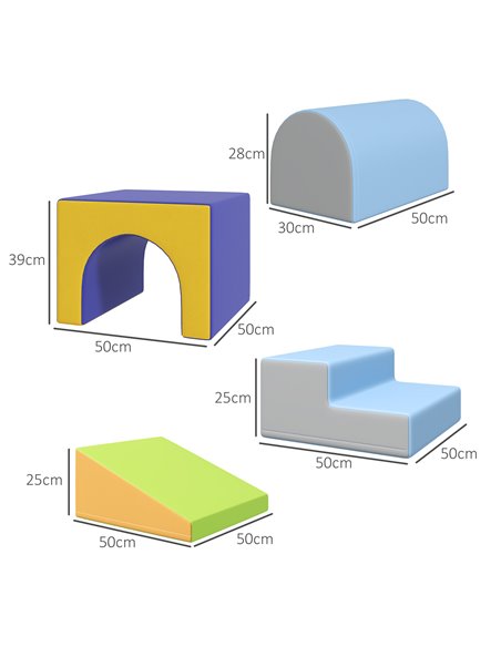 HOMCOM 4-Piece Soft Play Set for Toddlers, Multicoloured 3D0-009V02MX - pic 112465 | FastDaddyshop