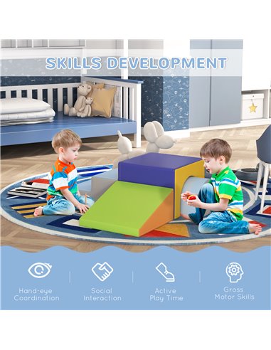 HOMCOM 4-Piece Soft Play Set for Toddlers, Multicoloured 3D0-009V02MX