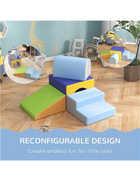 HOMCOM 4-Piece Soft Play Set for Toddlers, Multicoloured 3D0-009V02MX - pic 112468 | FastDaddyshop