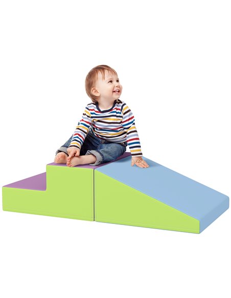 HOMCOM 2 Piece Soft Play Set for Toddler Climb and Crawl, for 12-36 Months, Blue 3D0-002V03MX - pic 112481 | FastDaddyshop