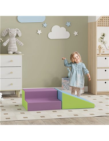 HOMCOM 2 Piece Soft Play Set for Toddler Climb and Crawl, for 12-36 Months, Blue 3D0-002V03MX