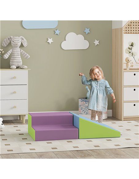 HOMCOM 2 Piece Soft Play Set for Toddler Climb and Crawl, for 12-36 Months, Blue 3D0-002V03MX - pic 112482 | FastDaddyshop