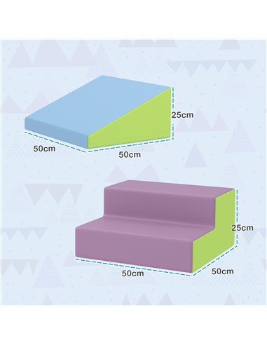 HOMCOM 2 Piece Soft Play Set for Toddler Climb and Crawl, for 12-36 Months, Blue 3D0-002V03MX