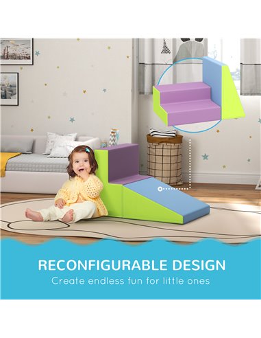 HOMCOM 2 Piece Soft Play Set for Toddler Climb and Crawl, for 12-36 Months, Blue 3D0-002V03MX