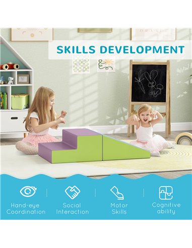 HOMCOM 2 Piece Soft Play Set for Toddler Climb and Crawl, for 12-36 Months, Blue 3D0-002V03MX