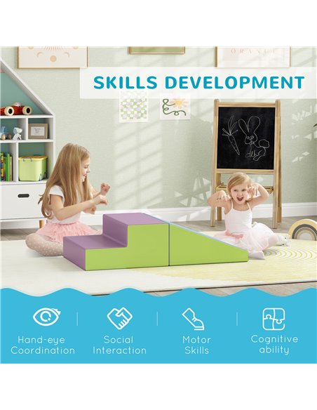 HOMCOM 2 Piece Soft Play Set for Toddler Climb and Crawl, for 12-36 Months, Blue 3D0-002V03MX - pic 112487 | FastDaddyshop