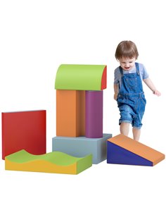HOMCOM 7 Piece Soft Soft Play Set for Toddlers 1-3 Years, Blue 3D0-006V02MX