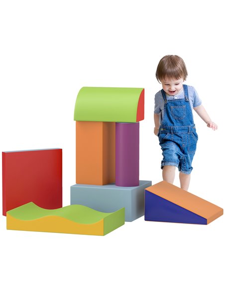 HOMCOM 7 Piece Soft Soft Play Set for Toddlers 1-3 Years, Blue 3D0-006V02MX - pic 112490 | FastDaddyshop