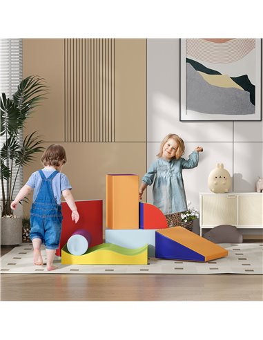HOMCOM 7 Piece Soft Soft Play Set for Toddlers 1-3 Years, Blue 3D0-006V02MX