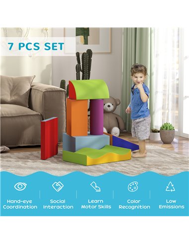 HOMCOM 7 Piece Soft Soft Play Set for Toddlers 1-3 Years, Blue 3D0-006V02MX