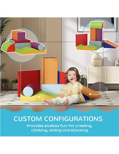 HOMCOM 7 Piece Soft Soft Play Set for Toddlers 1-3 Years, Blue 3D0-006V02MX